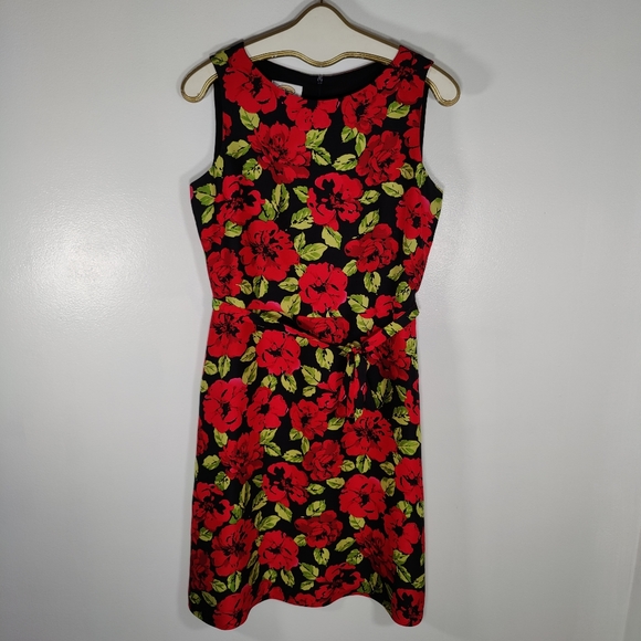 Talbots Dresses & Skirts - Talbots 100% Silk Red Rose A-Line Midi Dress Size 10